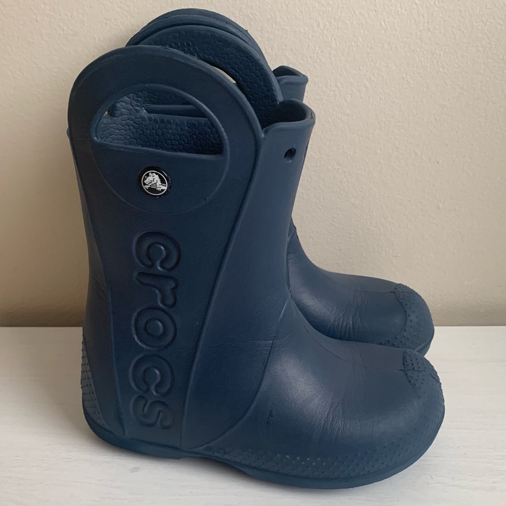 CROCS Kids Handle It Navy Rain Boots Size 13